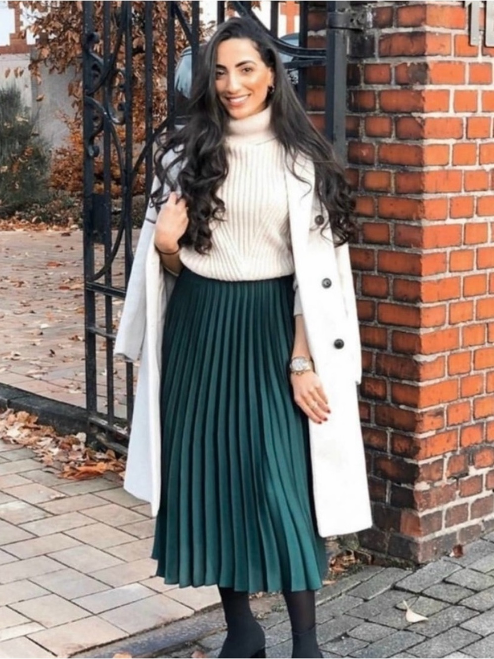 Zara Asymmetrical Emerald Green Pleated Satin Midi Skirt, Medium
